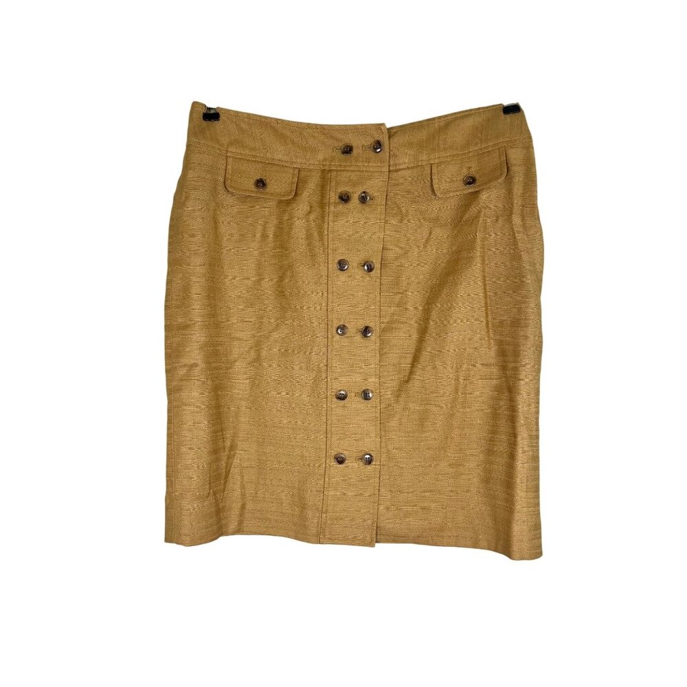 Neutral‎ Linen Pencil Skirt Brown 10 Lagenlook Minimalist Preppy Resort Classic
